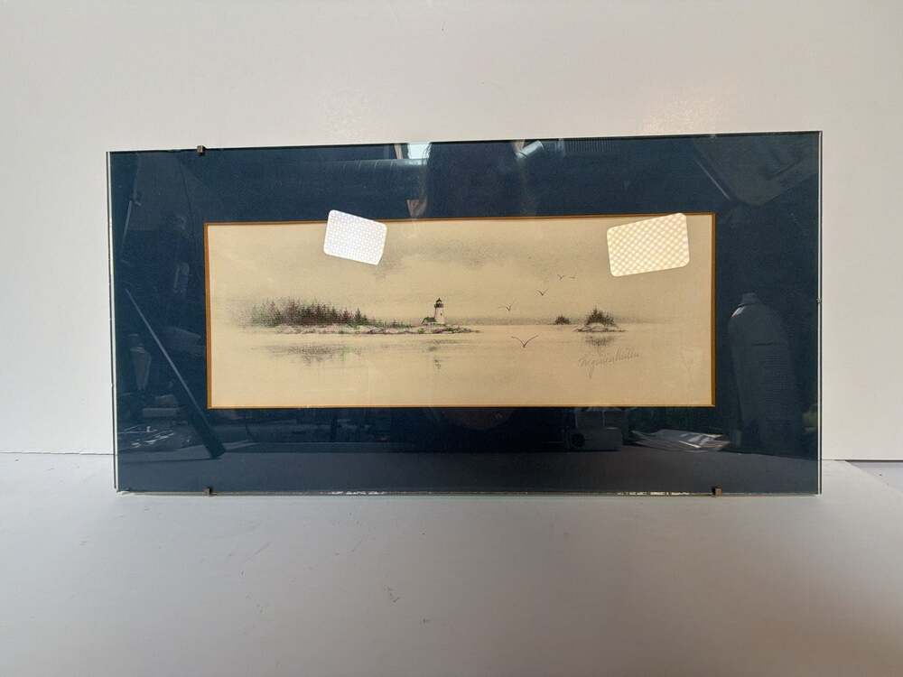 Virginia Miller Signed Lighthouse Seascape Framed Print